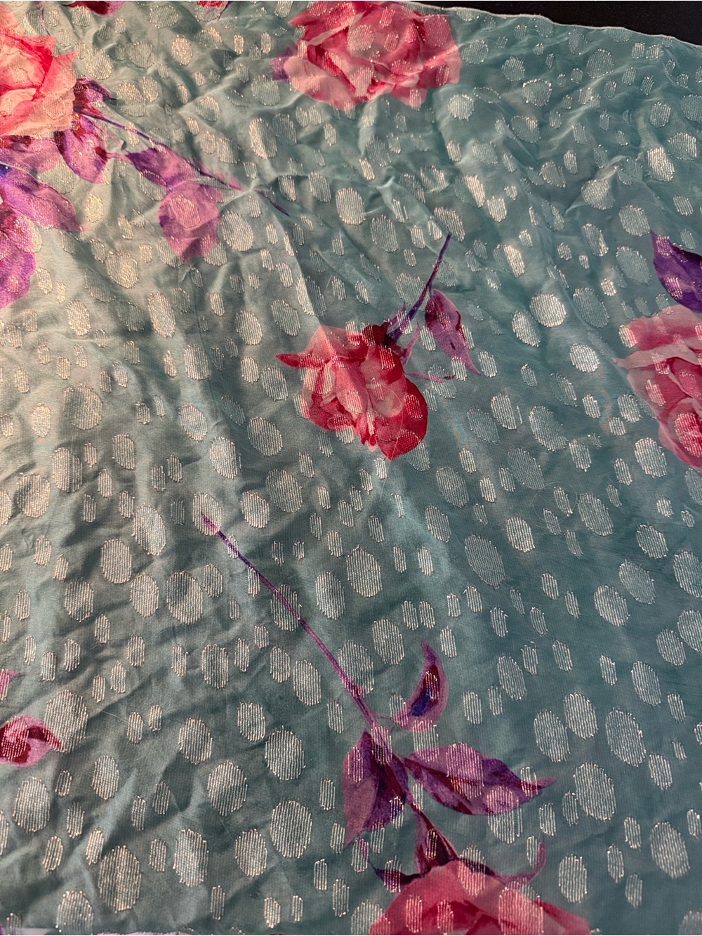 Dolce & Gabbana Aqua Floral Sheet with Pink & Purple Blooms